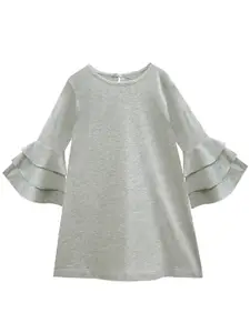 A.T.U.N. A T U N Grey Melange Pure Cotton A-Line Dress