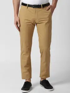 Peter England Casuals Men Khaki Slim Fit Solid Mid Rise Chinos