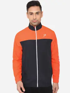 FUAARK Men Orange & Black Colourblocked Lightweight Gym Sporty Jacket