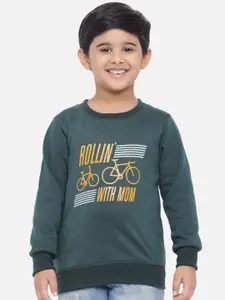 Kotty Boys Green Printed Sweatshirt