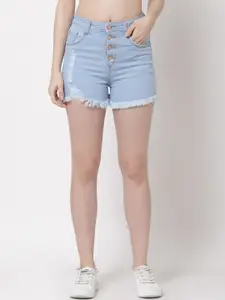 River Of Design Jeans Women Blue High-Rise Denim Shorts