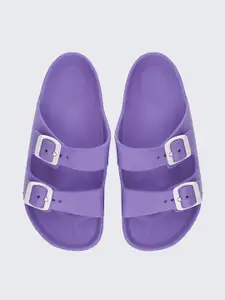 DeFacto Girls Purple Solid Slip-Ons with Buckle Detail