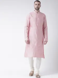 KISAH Men Pink Solid Straight Kurta