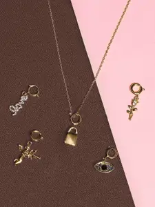 OOMPH Gold-Toned Layered Necklace With 5 Angel Charms