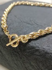 OOMPH Women Gold Tone Thick Interwoven Link Chain with Pendant
