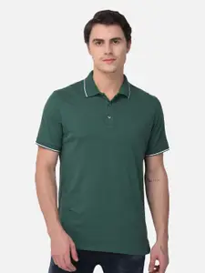 Woods Men Green Polo Collar Pure Cotton T-shirt
