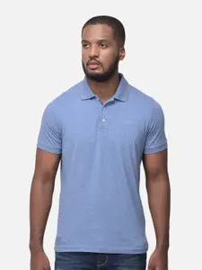Woods Men Blue Polo Collar Cotton T-shirt