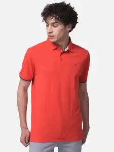 Woods Men Red Polo Collar T-shirt