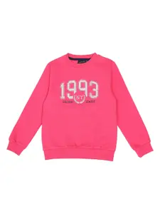 CREMLIN CLOTHING Girls Fuchsia Pink Printed Sweatshirt