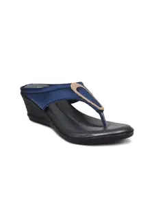 Ajanta Women Blue T-Strap Flats