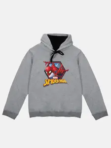 Marvel by Wear Your Mind Boys Grey Spiderman Printed Hooded Sweatshirt