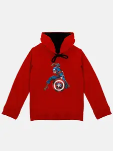 Marvel by Wear Your Mind Boys Red Printed Hooded Sweatshirt