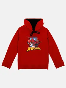 Marvel by Wear Your Mind Boys Red Spiderman Printed Hooded Sweatshirt