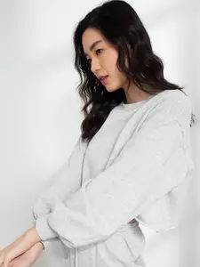ORIGIN BY ZALORA Women Grey Crop Sweatshirt
