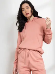 ORIGIN BY ZALORA Men Pink Solid Organic Cotton Hooded Sweatshirt