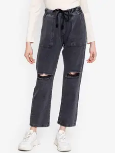 ZALORA BASICS Women Grey Straight Fit High-Rise Stretchable Jeans