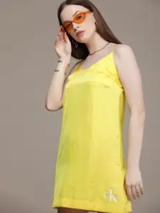 Calvin Klein Jeans Super Lemon Monogram Cami Bodycon Dress