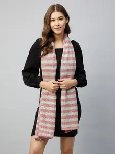 Athena Woman Pink & White Striped Scarf