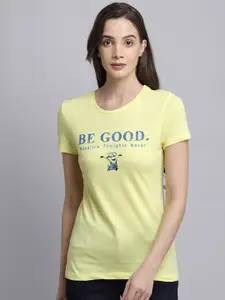 Free Authority Women Yellow Minions Printed T-shirt