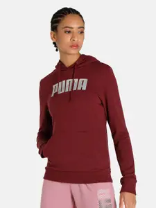 Puma Women Maroon Printed Regular Fit Hooded Sweatshirt