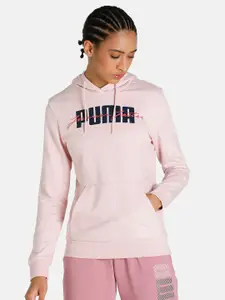 Puma Women Pink Printed Regular Fit Hooded Sweatshirt
