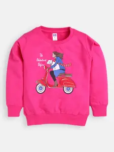 Nottie Planet Boys Fuchsia Pink Printed Sweatshirt