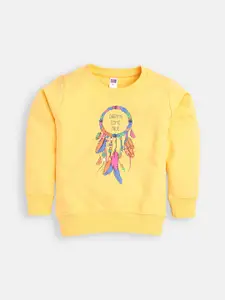Nottie Planet Boys Yellow Printed Sweatshirt