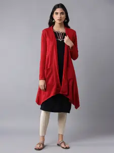 W Women Red Front-Open Sweater