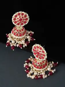 Zaveri Pearls Pink Gold-Plated Dome Shaped Chandbalis Earrings
