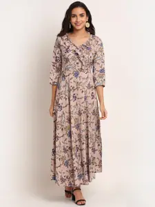 Aawari Beige Floral Maxi Dress