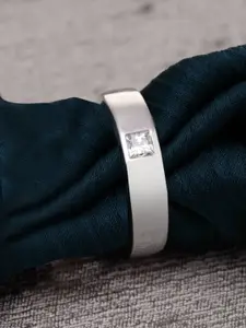 Clara Silver Toned White CZ Stone Studded Adjustable Ring