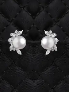 Clara Silver-Toned Contemporary Studs Earrings