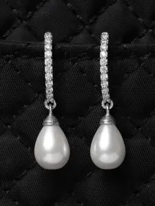 Clara Silver-Toned Contemporary Drop Earrings