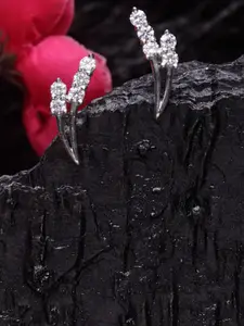 Clara Silver-Toned Contemporary Studs Earrings