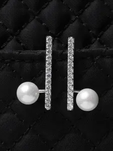 Clara Silver-Toned Contemporary Studs Earrings