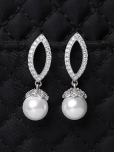 Clara Silver-Toned Contemporary Drop Earrings