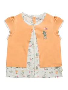 milou Infant Girls Orange Printed Pure Cotton Top