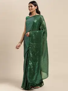 Sugathari Green Embellished Sequinned Saree
