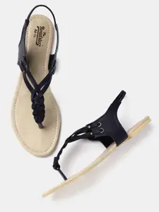 Roadster Women Navy Braided Flats