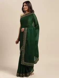 Sugathari Green Embellished Embroidered Saree