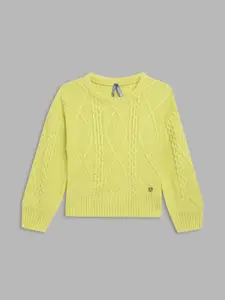 Blue Giraffe Girls Lime Green Cable Knit Pullover