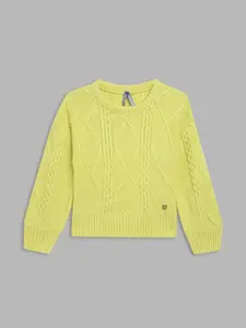 Blue Giraffe Girls Lime Green Cable Knit Pullover