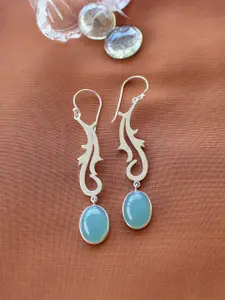 ERILINE JEWELRY 925 Sterling Silver & Blue Oval Shaped Drop Earrings