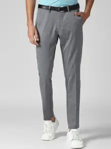Louis Philippe Sport Men Grey Solid Slim Fit Trousers