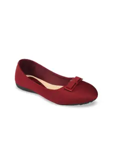 WOMENS BERRY Women Maroon Ballerinas with Bows Flats