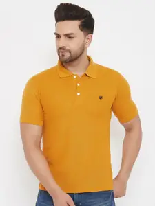 THE MILLION CLUB Men Mustard Yellow Polo Collar T-shirt