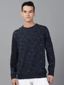 Richlook Men Navy Blue Printed Sweatshirt