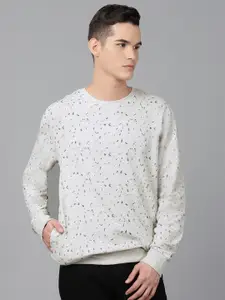 Richlook Men Off White Printed Sweatshirt