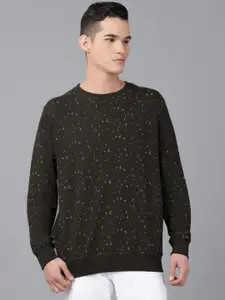 Richlook Men Olive Green & Grey Printed Sweatshirt