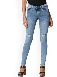Vero Moda Women Blue Skinny Fit Mildly Distressed Heavy Fade Jeans